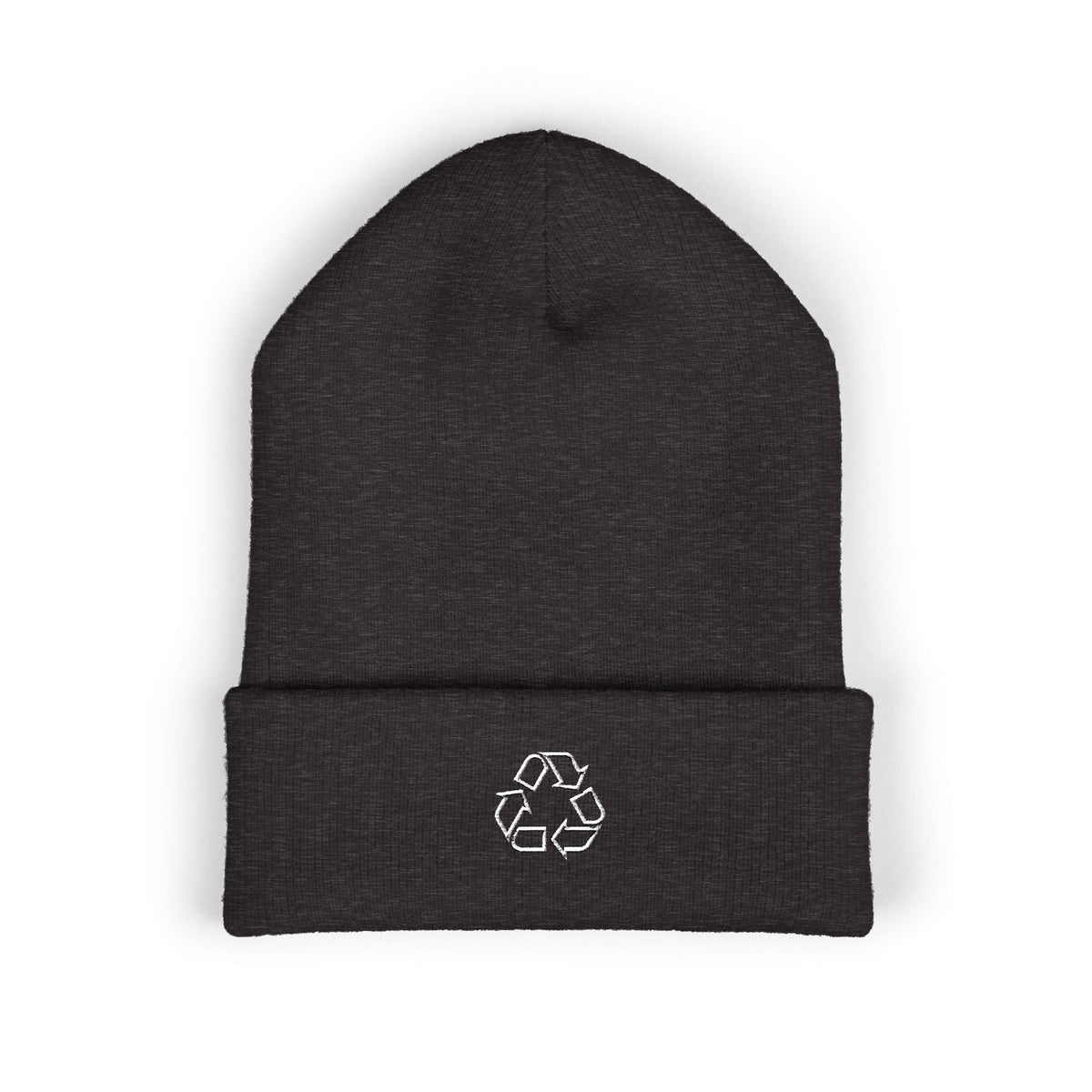 Embroidered Recycle Symbol Cuffed Beanie (Dark Colors)