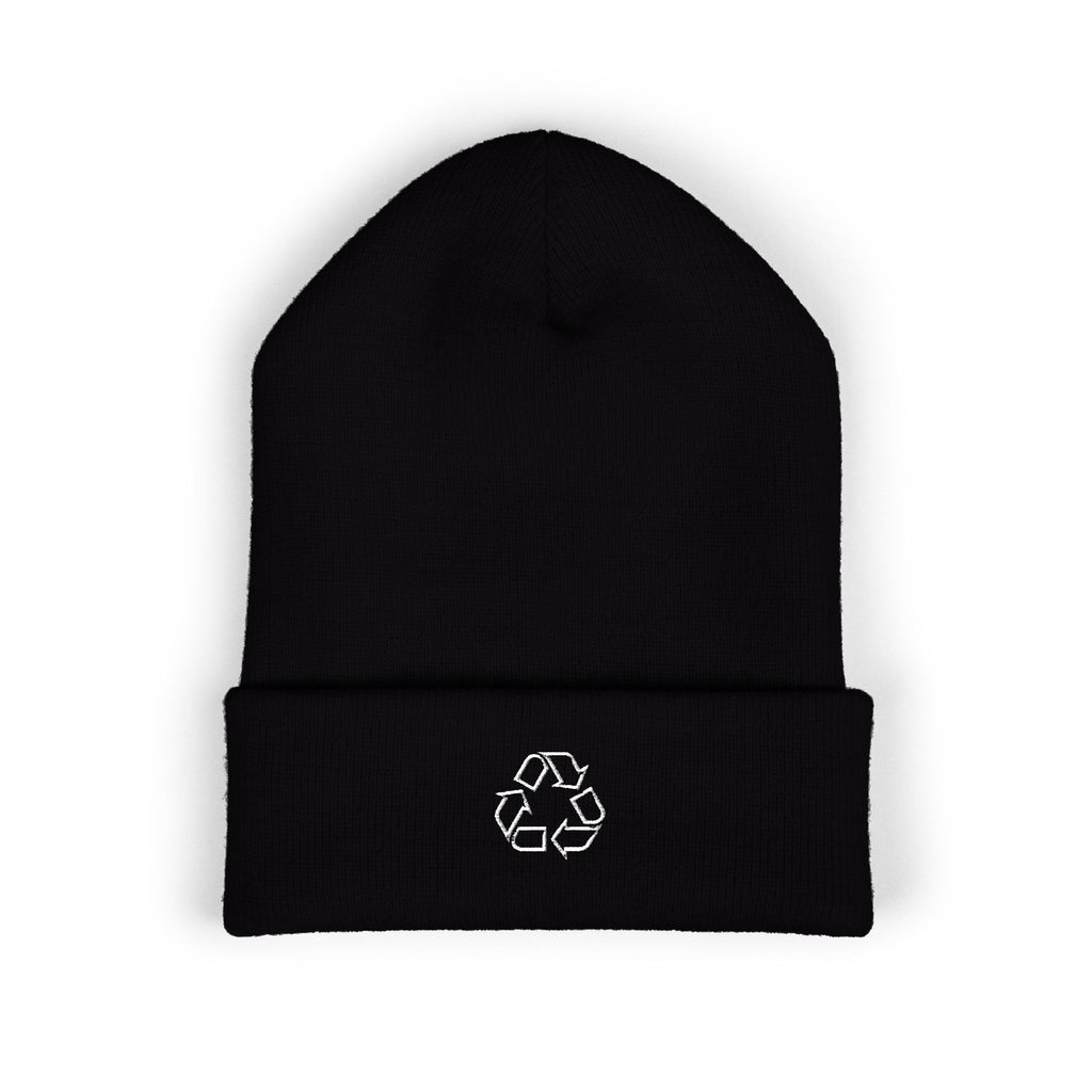 Embroidered Recycle Symbol Cuffed Beanie (Dark Colors)