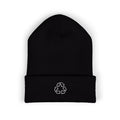 Embroidered Recycle Symbol Cuffed Beanie (Dark Colors)
