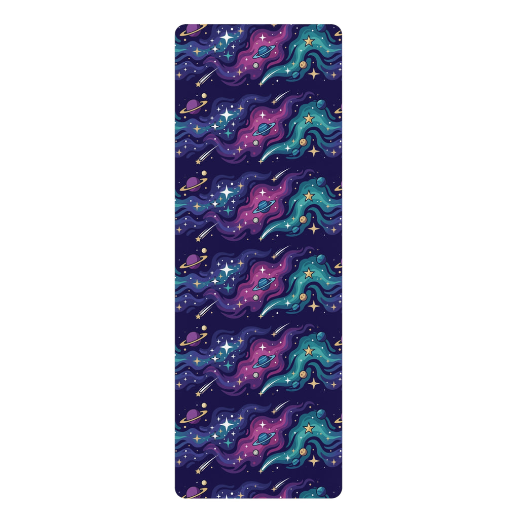 Galaxy Flow Rubber Yoga Mat — Starry Space Pattern for Meditation & Pilates