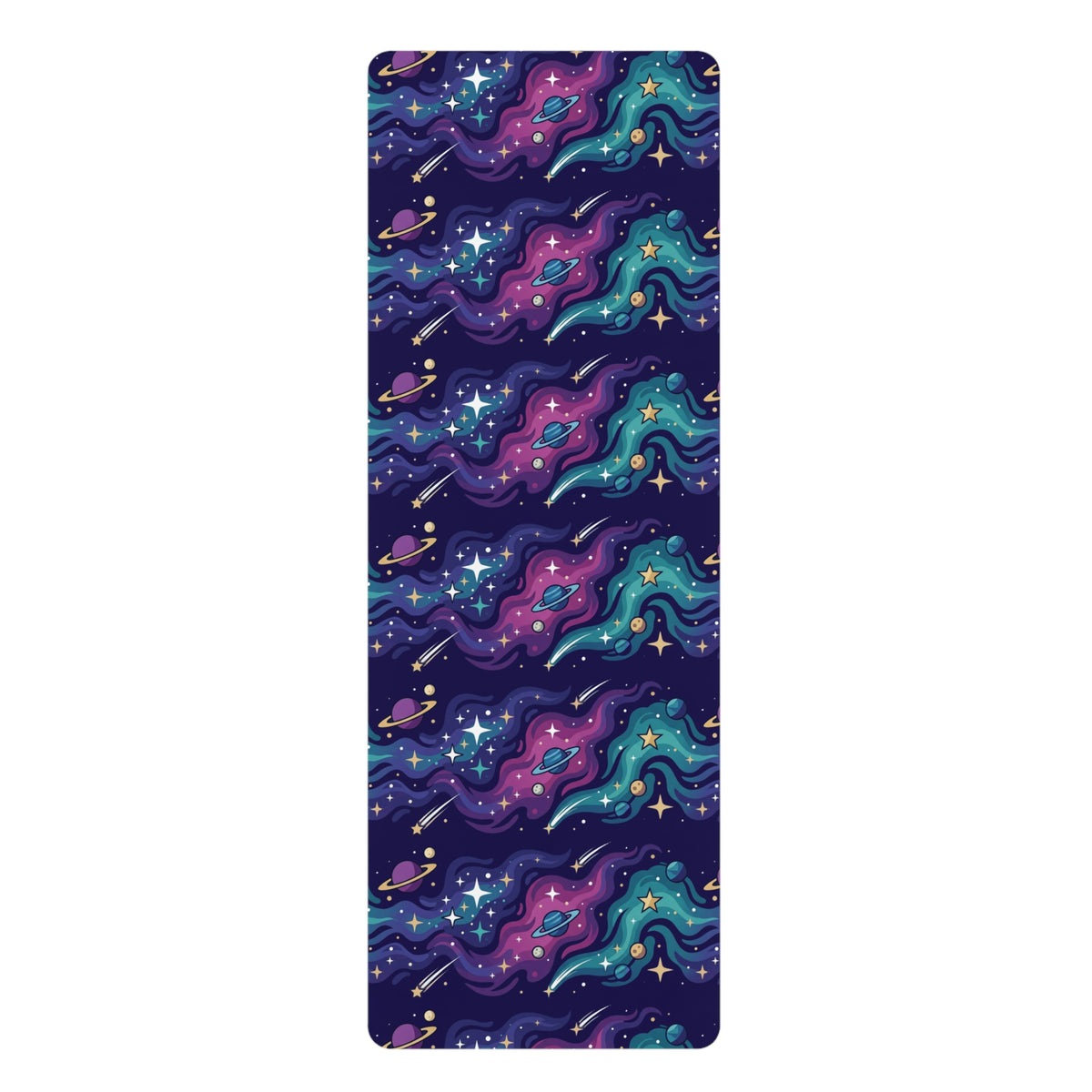 Galaxy Flow Rubber Yoga Mat — Starry Space Pattern for Meditation & Pilates