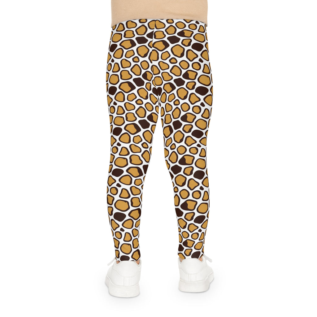 Giraffe Print Kids Leggings — Brown & Gold Animal Pattern