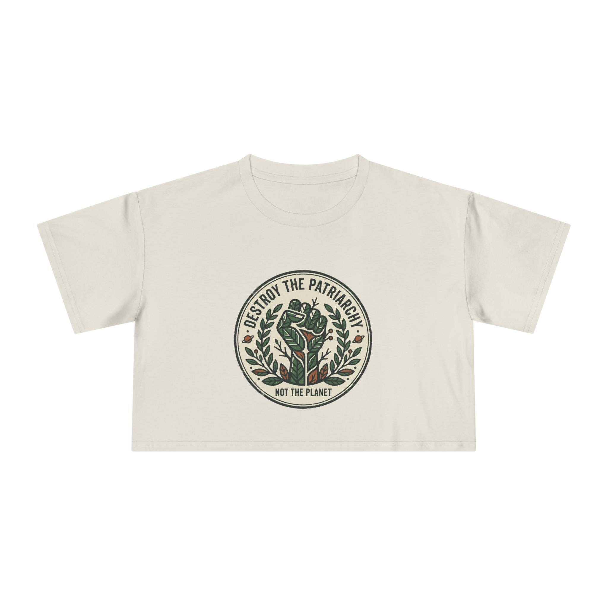 Destroy The Patriarchy Rose Emblem Crop Tee | Feminist slogan, eco message