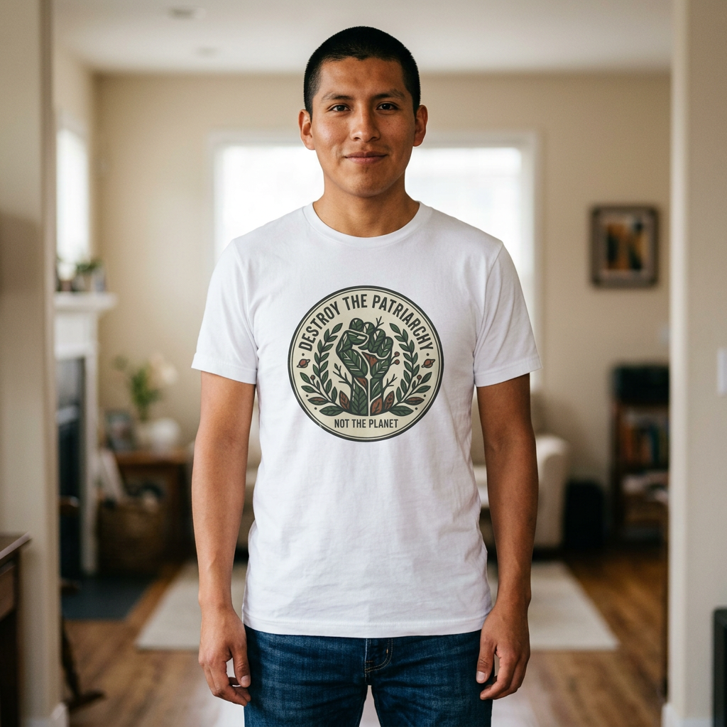 Unisex Crew Tee — "Destroy the Patriarchy, Not the Planet" Eco Feminist Graphic Tee