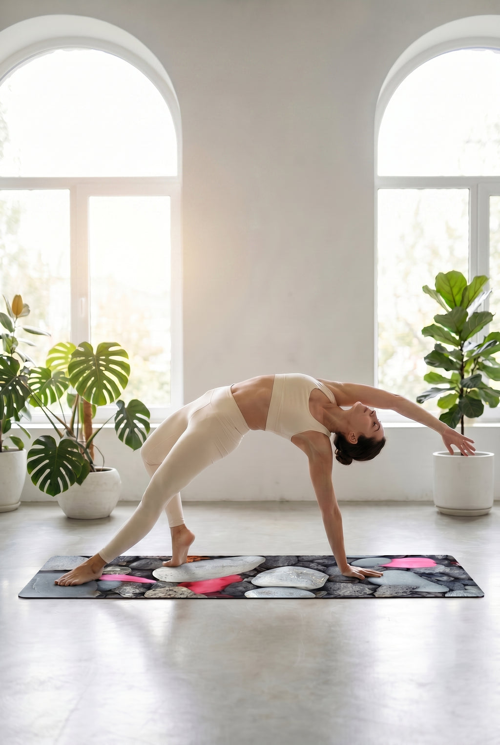 Esterilla de yoga de goma con patrón de pétalos de rosa | Diseño floral
