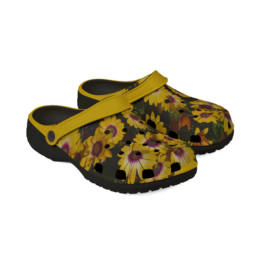 Zuecos de Goma EVA Margaritas Amarillas - Zapatos sin Cordones para Jardín con Flores