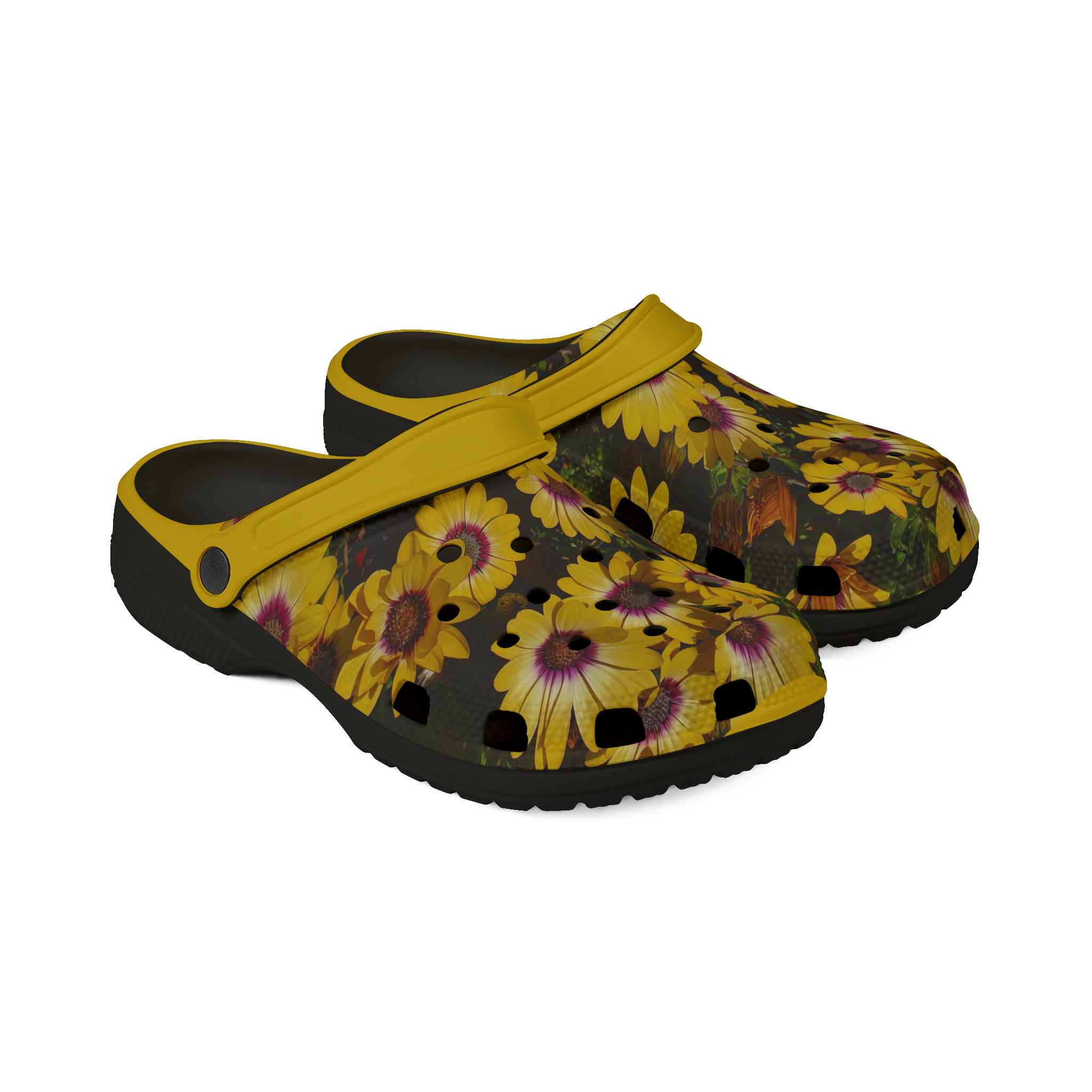 Zuecos de Goma EVA Margaritas Amarillas - Zapatos sin Cordones para Jardín con Flores