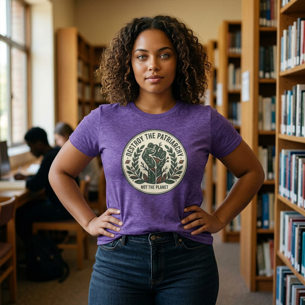 Women's T-Shirt — "Destroy the Patriarchy, Not the Planet" Eco-Feminist Graphic Tee