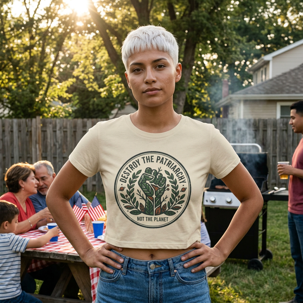 Destroy the Patriarchy Crop Tee — “Not the Planet” Eco Feminist Shirt
