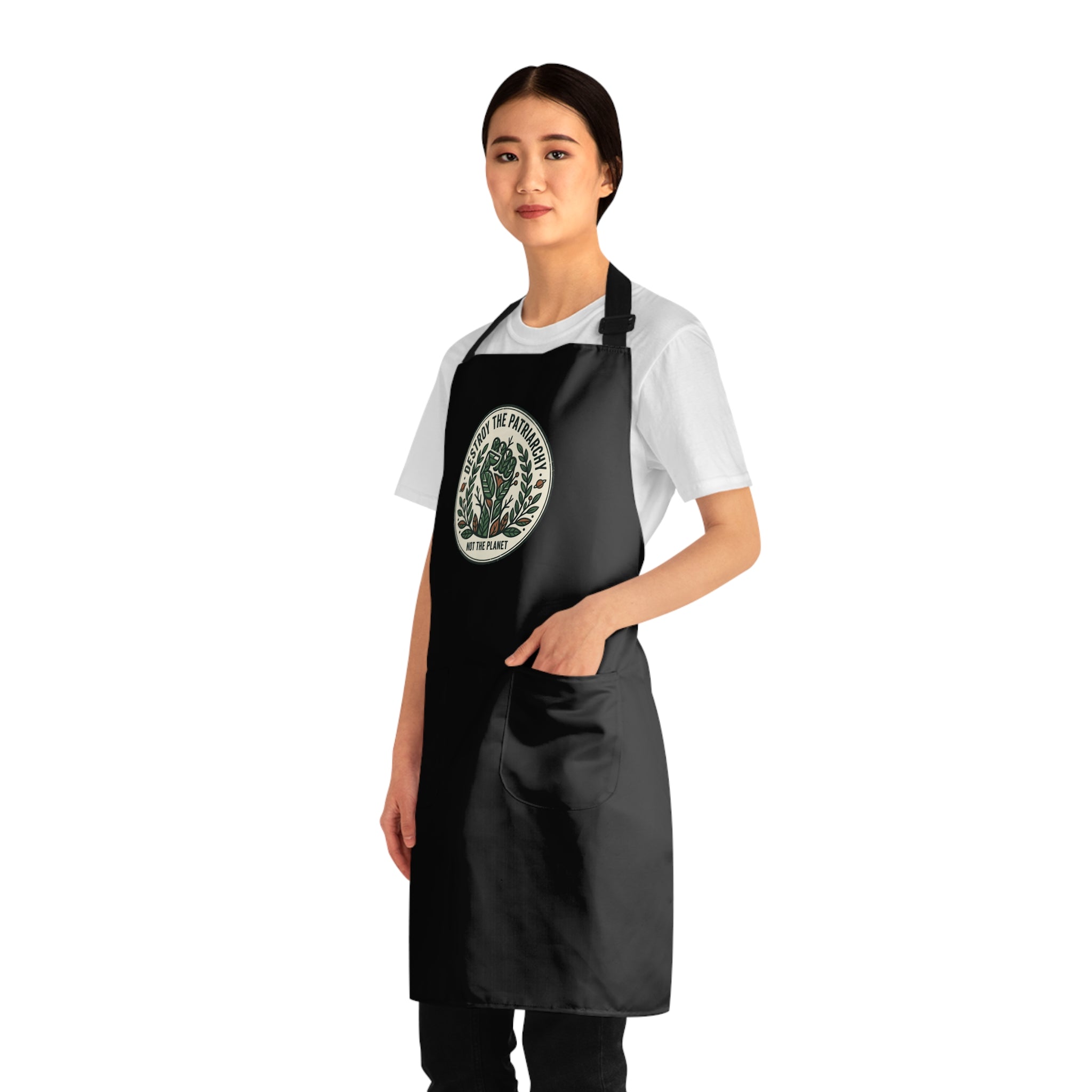 Botanical “Destroy the Patriarchy Not the Planet” Apron