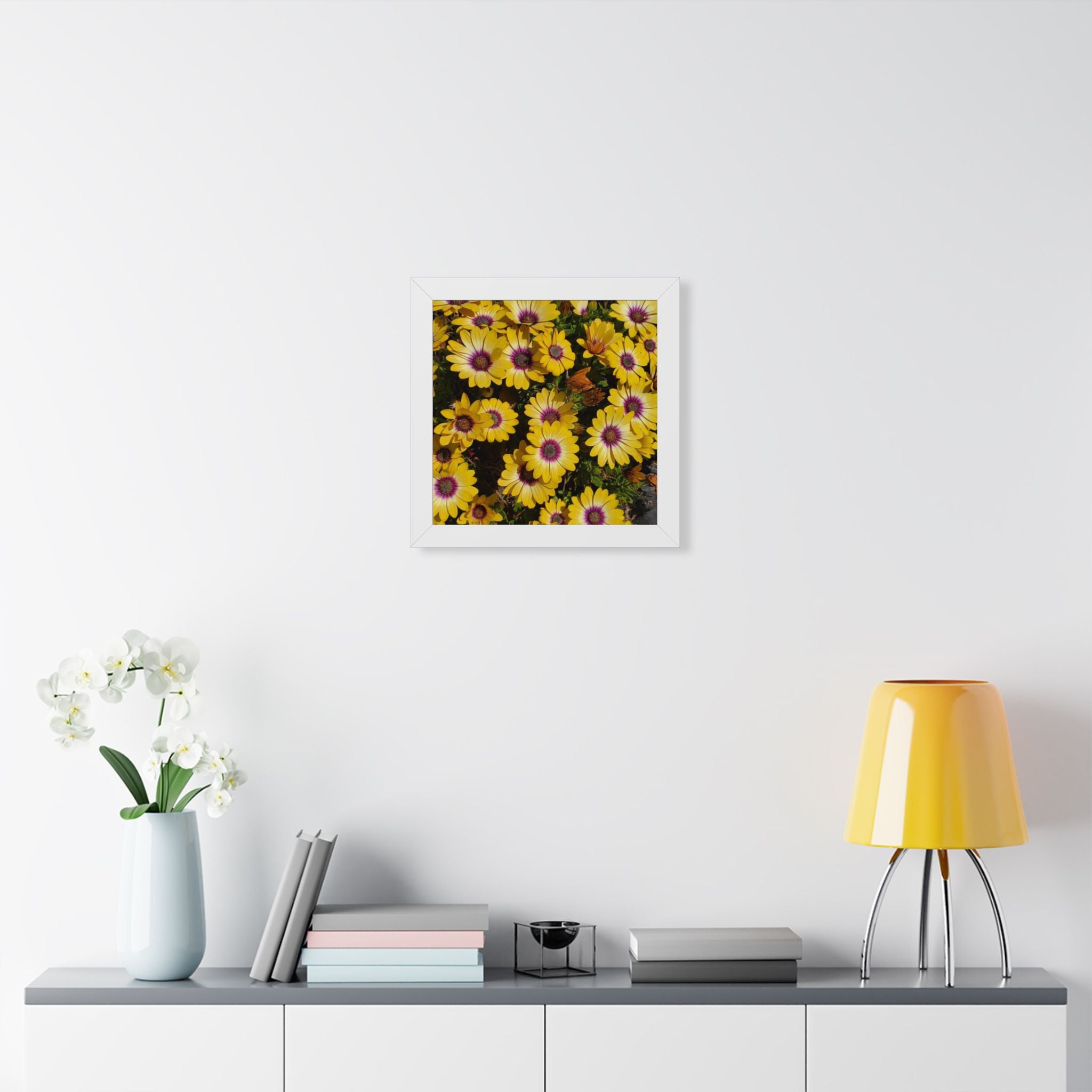 Yellow Daisy Floral Framed Vertical Poster | Square Wall Art