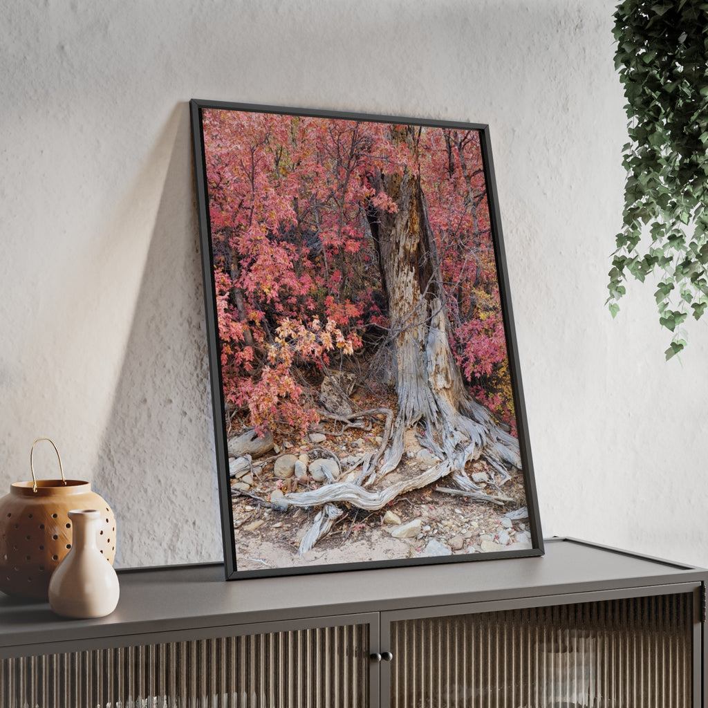 Autumn Tree Roots Poster with Wooden Frame | Fall Forest Wall Art