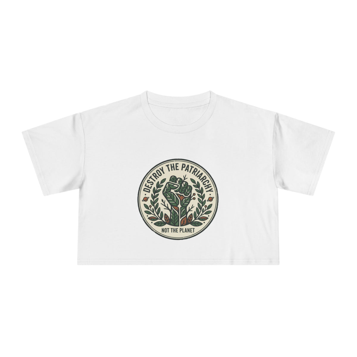 Destroy The Patriarchy Rose Emblem Crop Tee