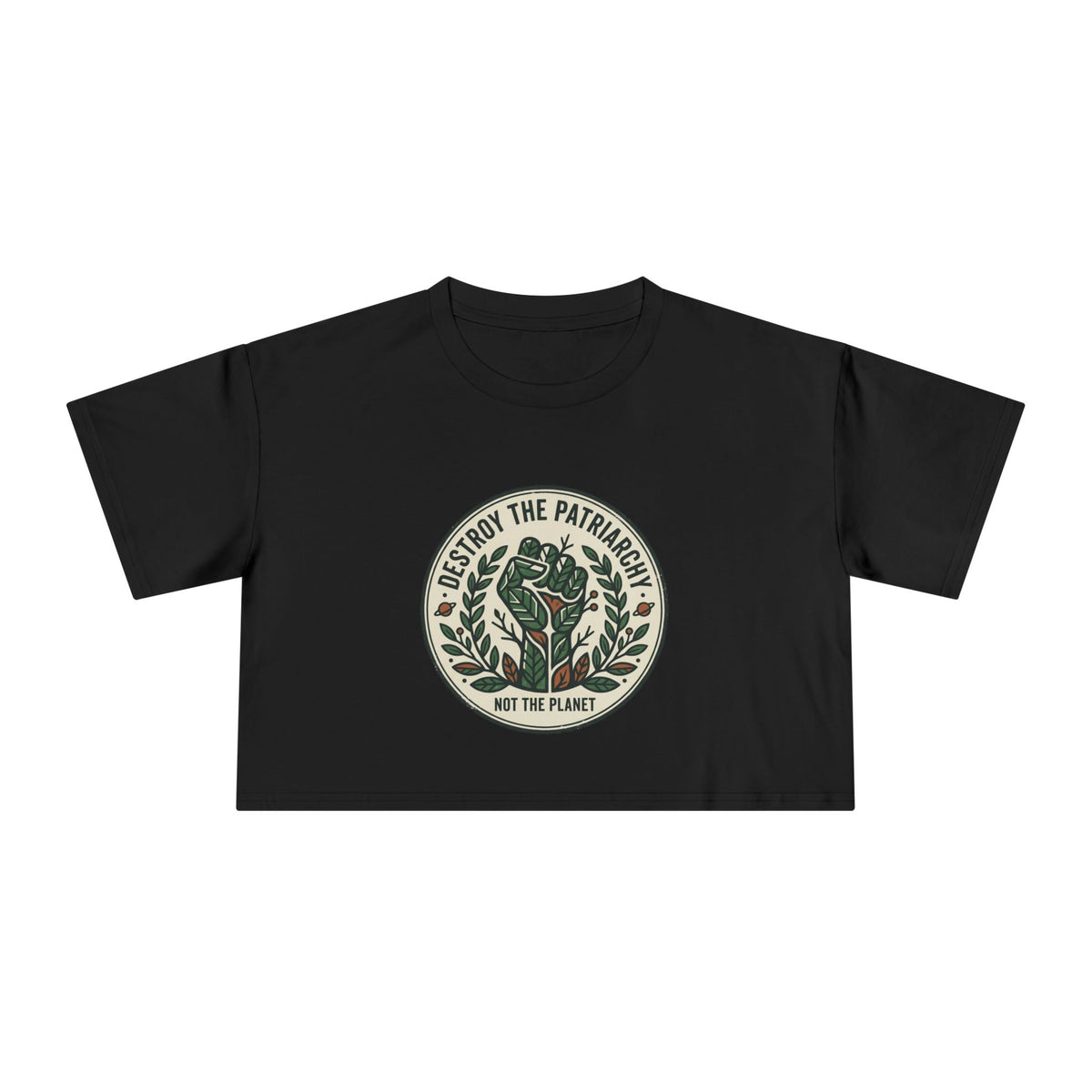 Destroy The Patriarchy Rose Emblem Crop Tee