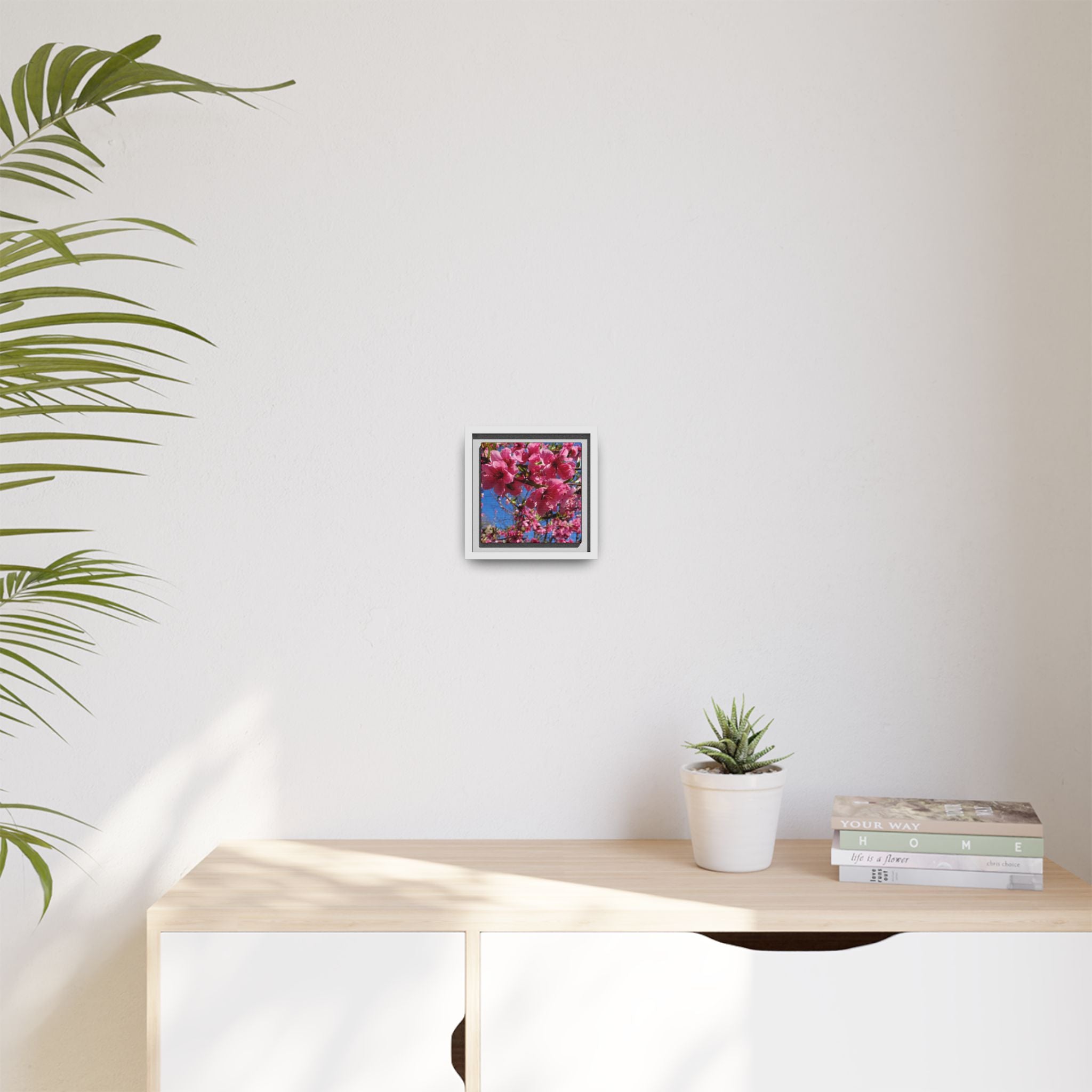 Pink Peach Blossom Framed Canvas Print