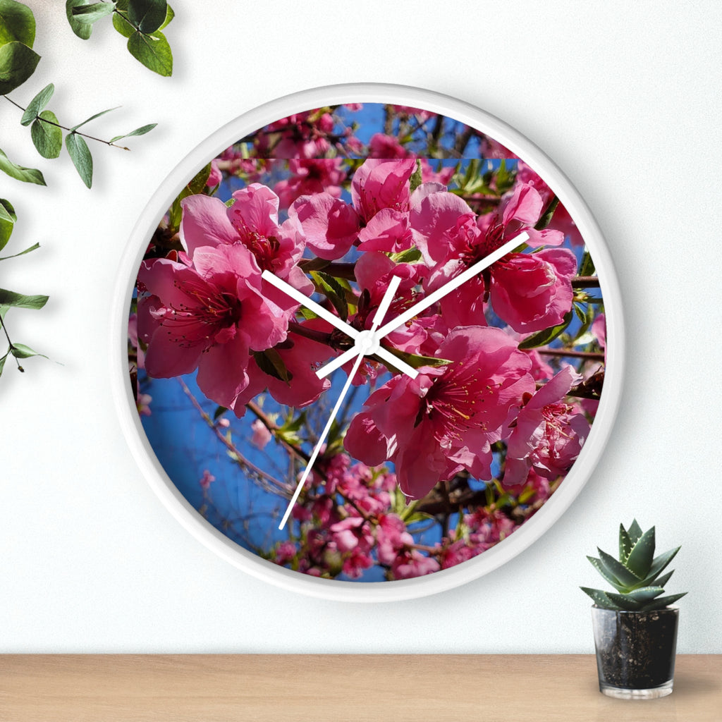 Pink Blossom Wall Clock — Floral Cherry Blossom Decorative Clock