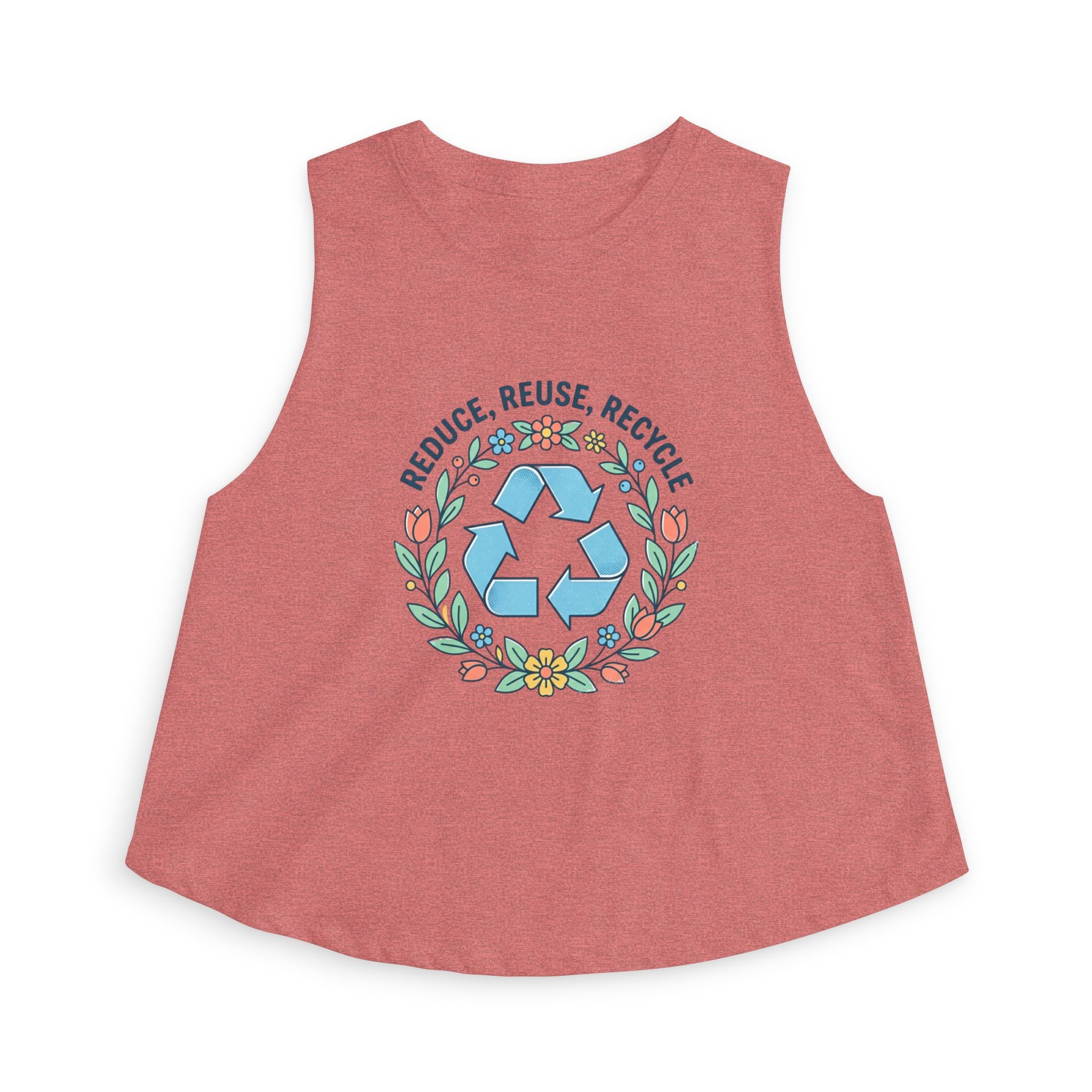 Eco Floral Crop Top — "Reduce, Reuse, Recycle" Women's Crop Tank