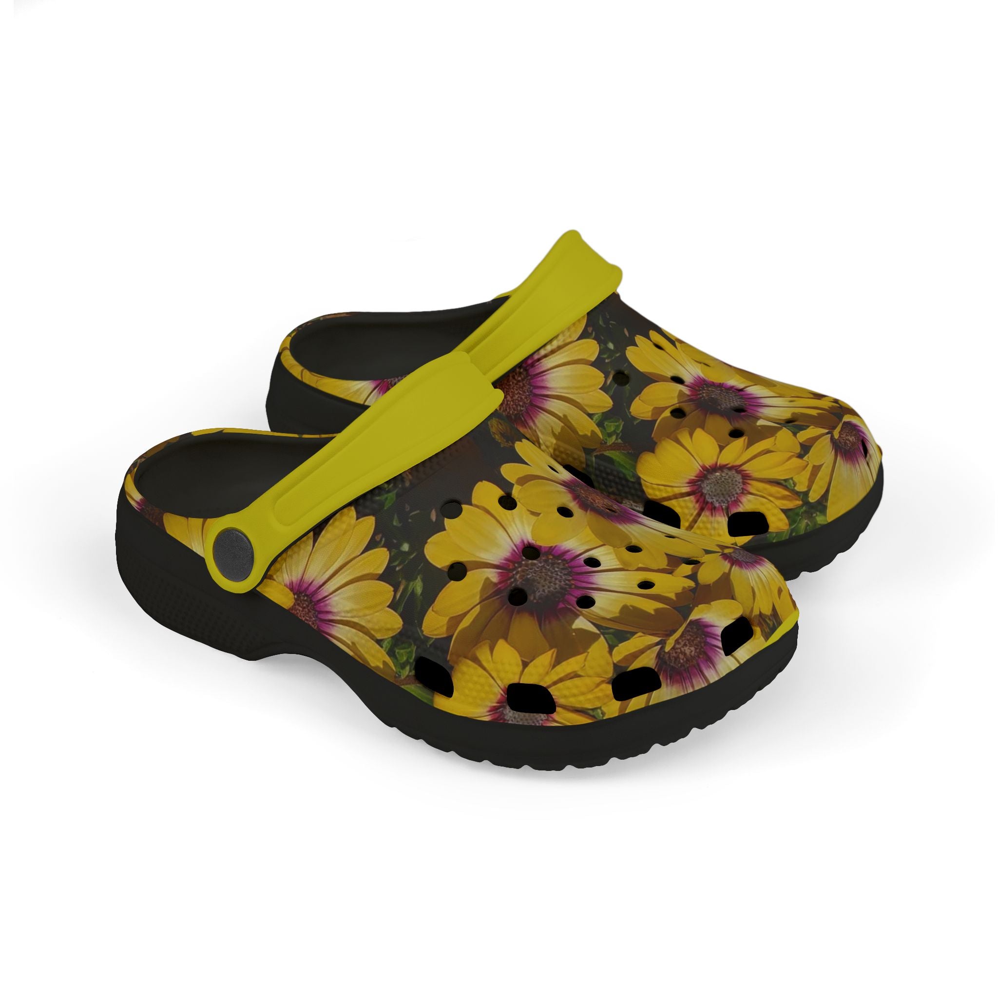 Zuecos infantiles de EVA con margaritas amarillas – Ligeros para jardín