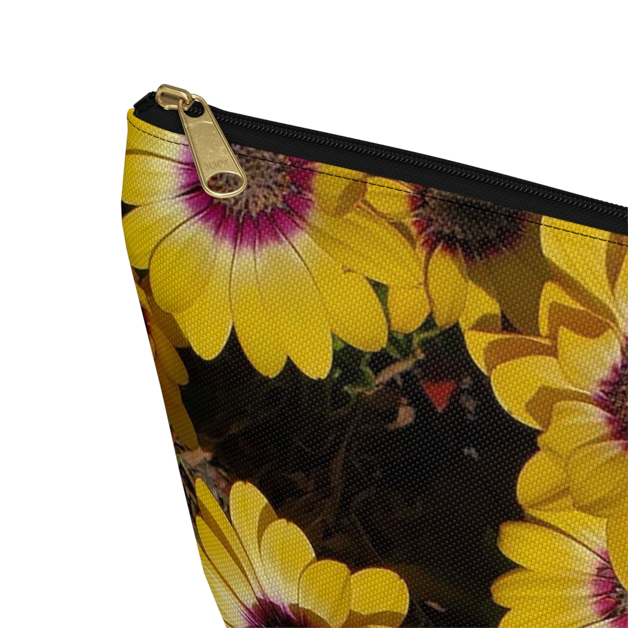 Yellow Daisy Floral Accessory Pouch — T‑Bottom Cosmetic Bag