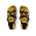 Yellow Daisy Inverted Pattern Flip Flops — Floral Beach Sandals