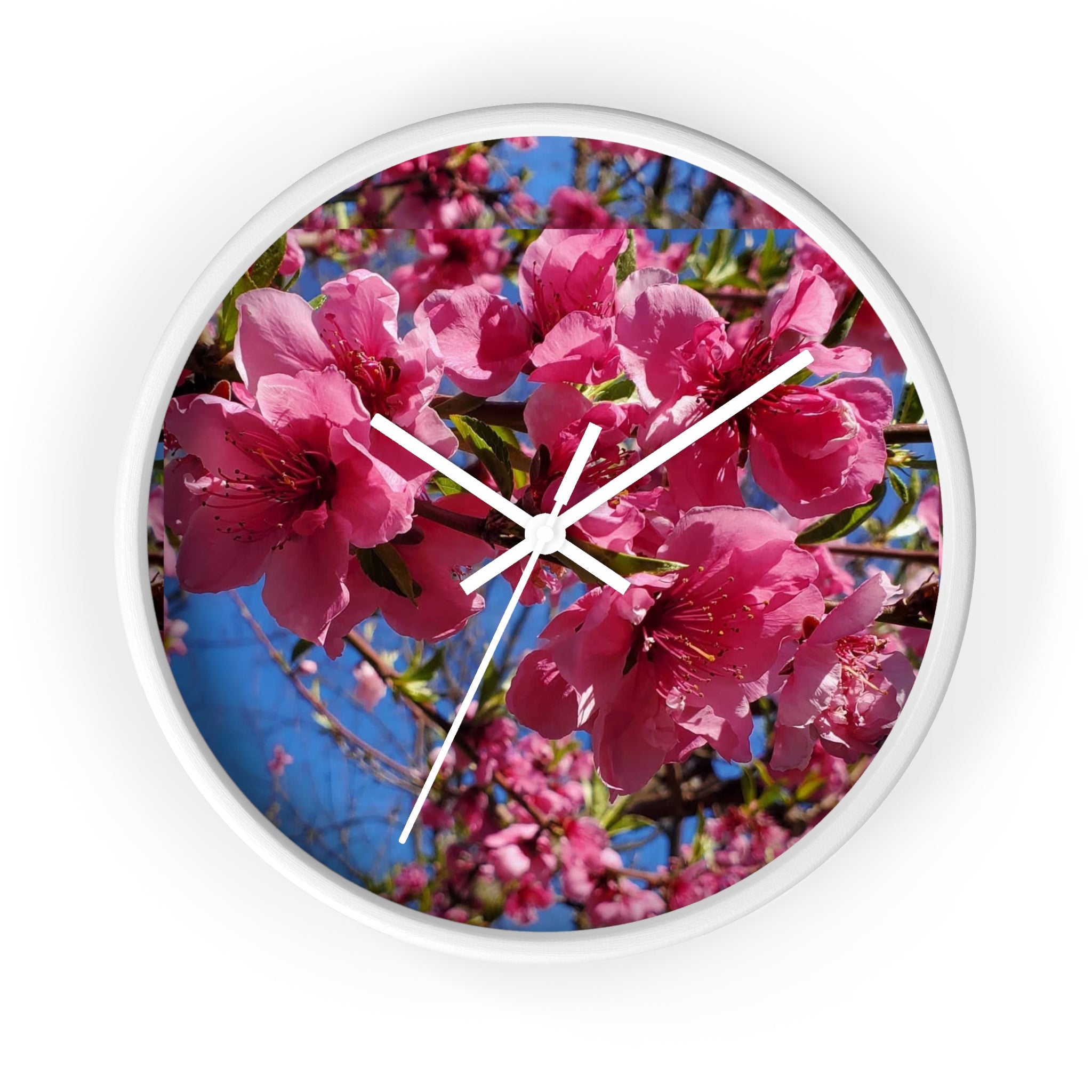 Pink Blossom Wall Clock — Floral Peach Blossom Decorative Clock