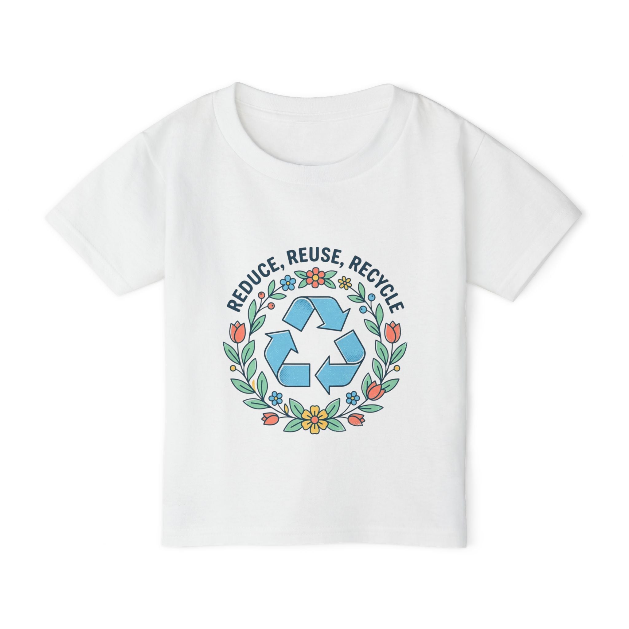 Toddler T-Shirt - "Reduce, Reuse, Recycle" Floral Recycle Symbol
