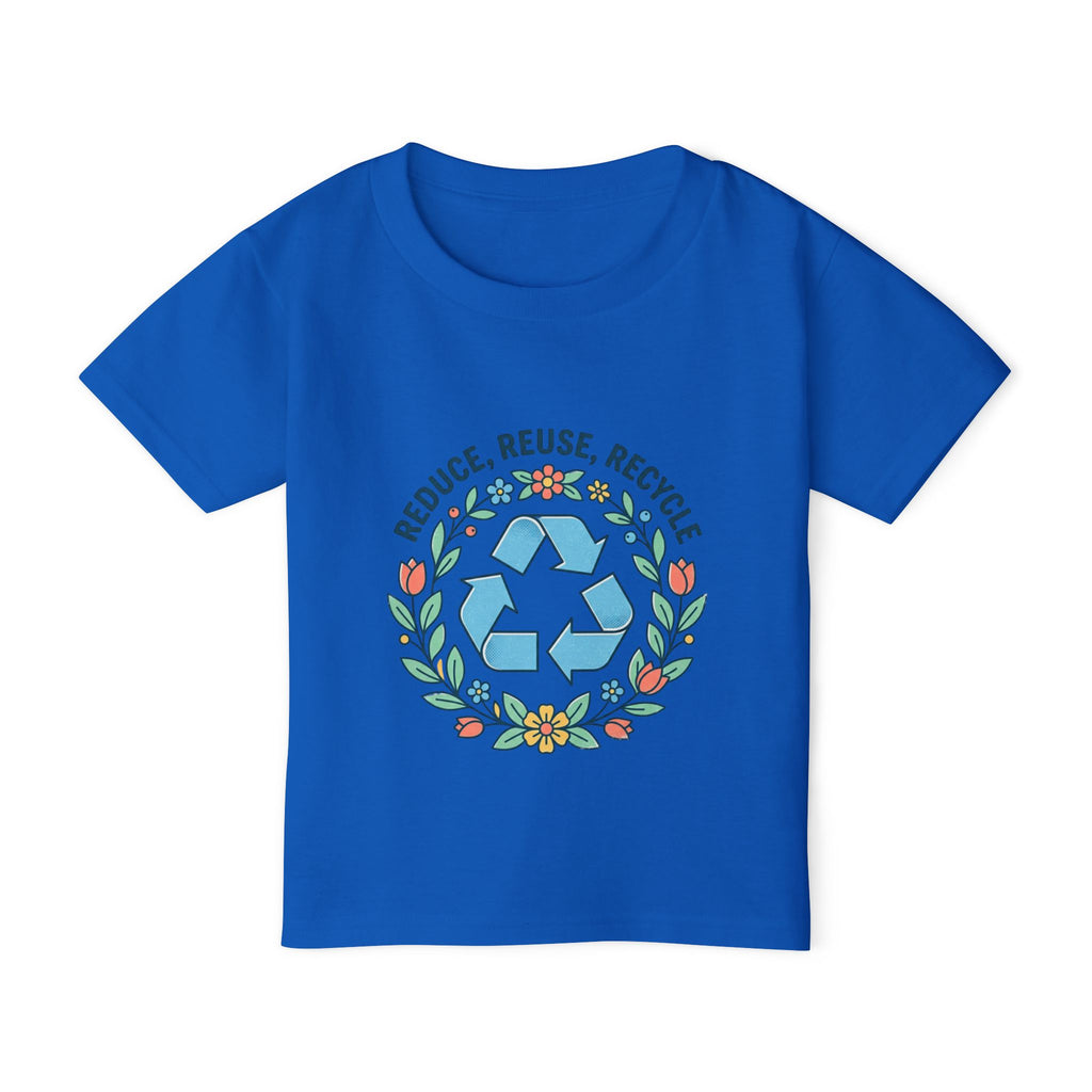 Camiseta de niño pequeño - Símbolo de reciclaje floral "Reducir, Reutilizar, Reciclar"