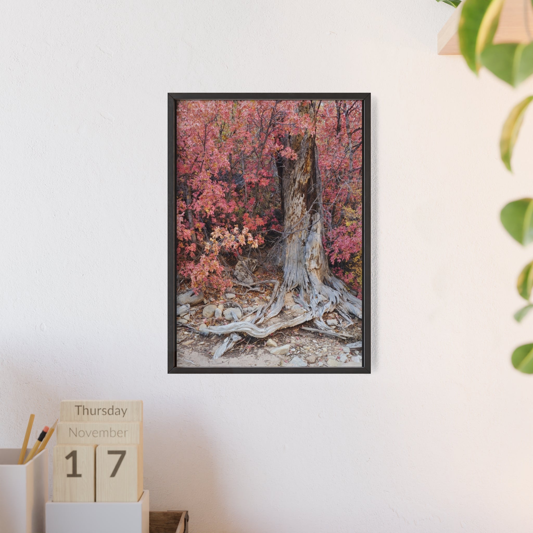 Autumn Tree Roots Poster with Wooden Frame | Fall Forest Wall Art