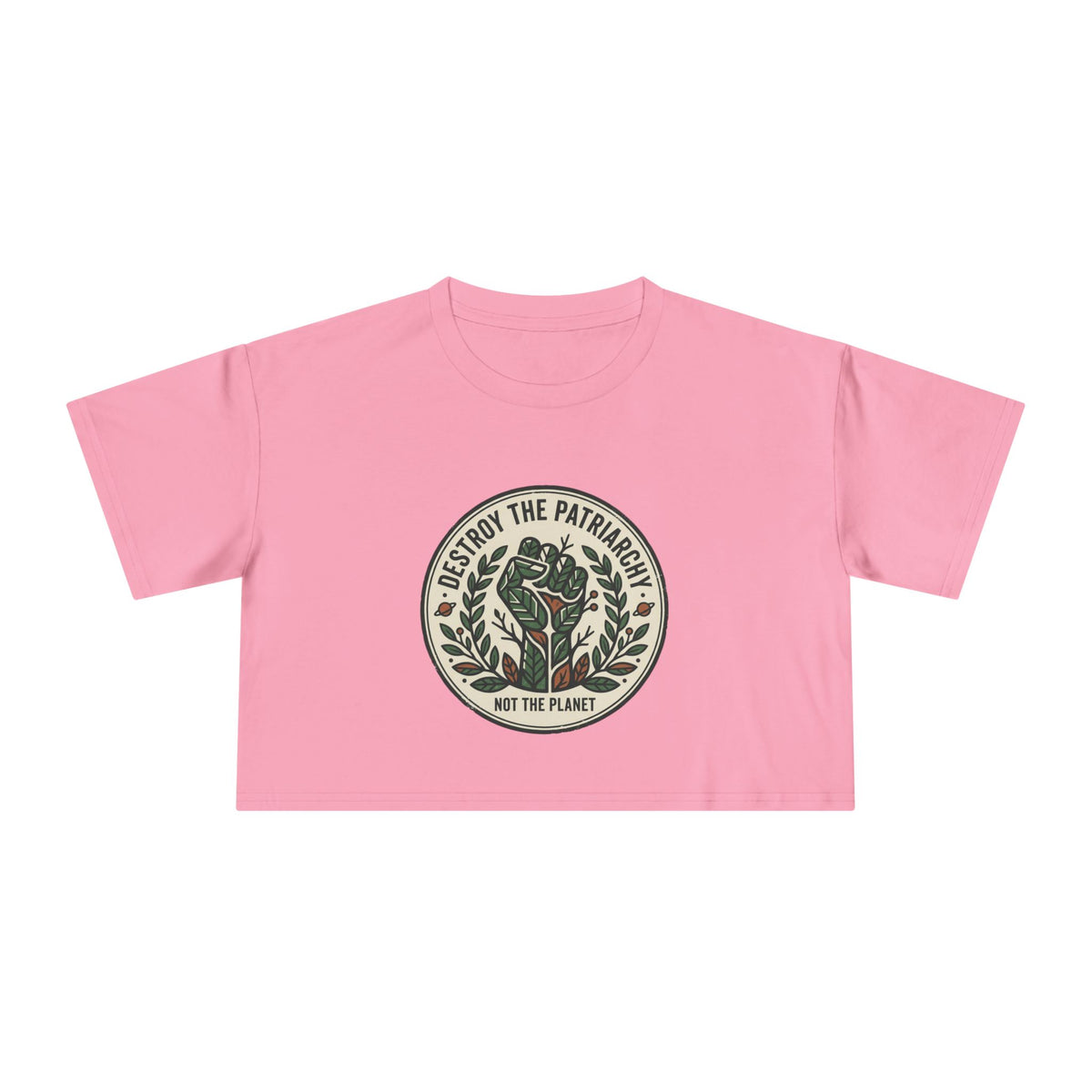 Destroy The Patriarchy Rose Emblem Crop Tee