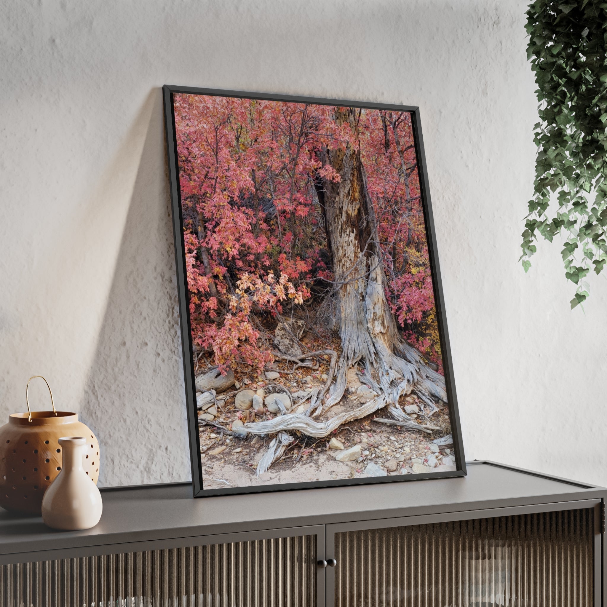 Autumn Tree Roots Poster with Wooden Frame | Fall Forest Wall Art