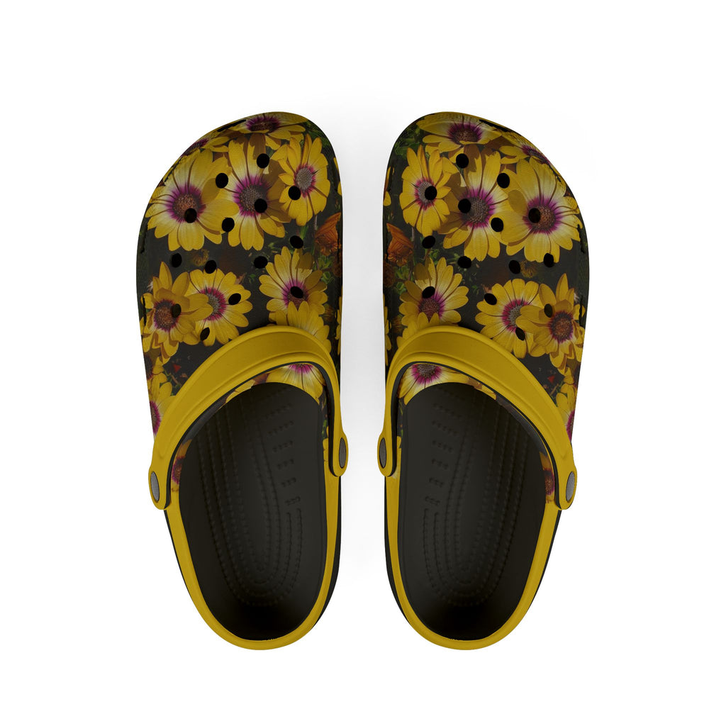 Zuecos de Goma EVA Margaritas Amarillas - Zapatos sin Cordones para Jardín con Flores