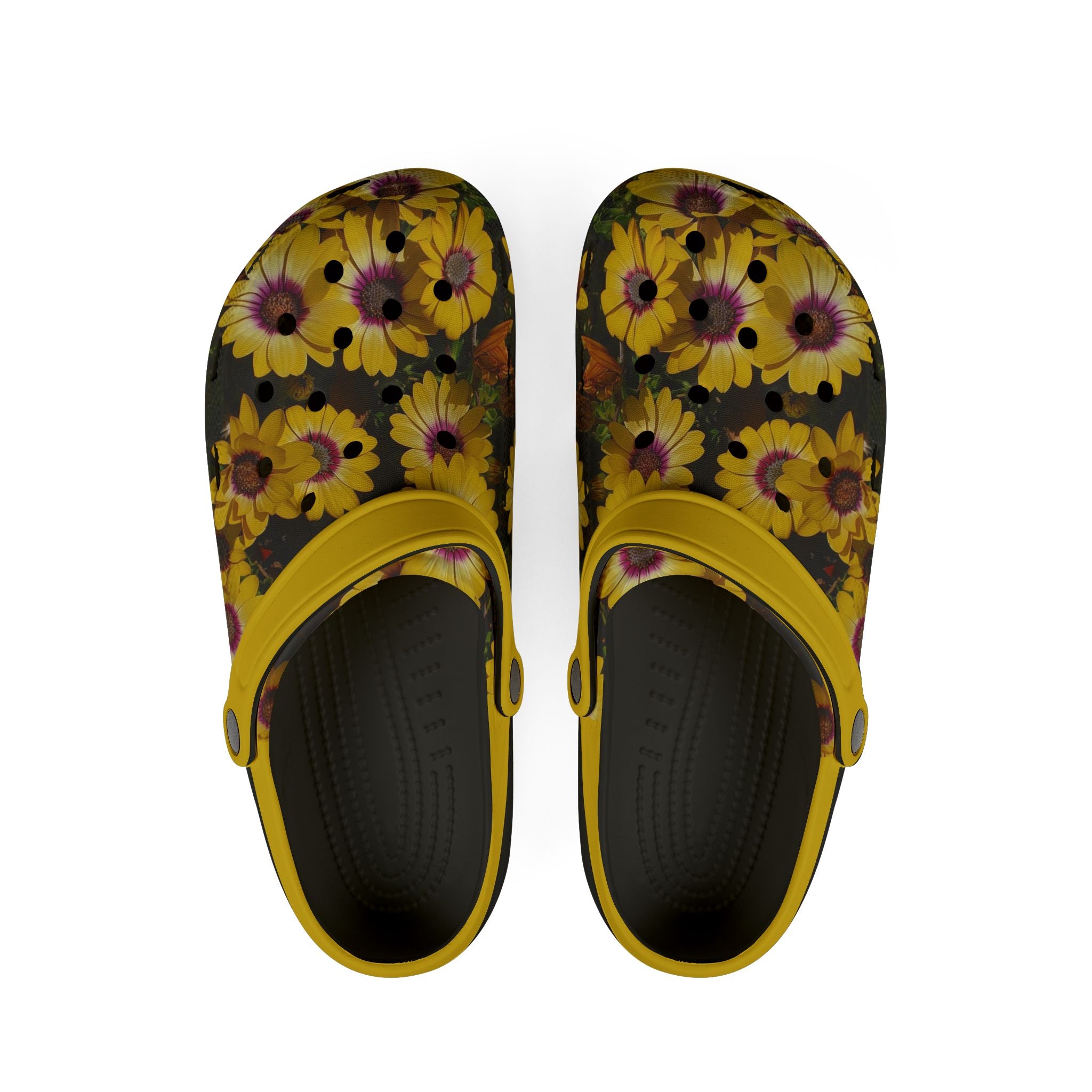 Zuecos de Goma EVA Margaritas Amarillas - Zapatos sin Cordones para Jardín con Flores