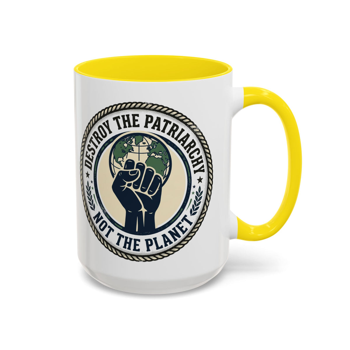 Destroy the Patriarchy Not the Planet Coffee Mug – Feminist Eco Justice Accent Mug (11/15oz)
