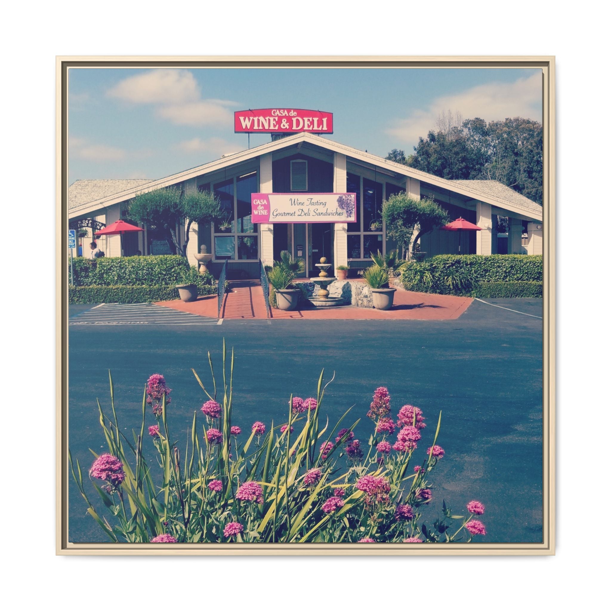 Vintage Oceanside Pavilion Framed Canvas Print