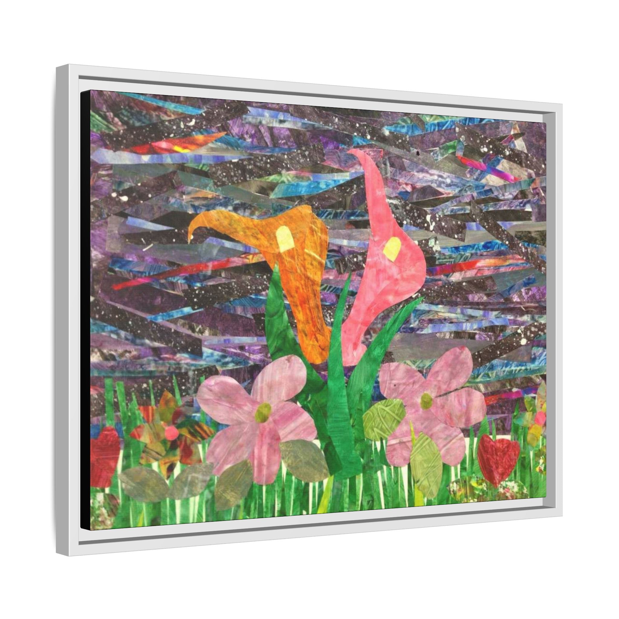Collage floral enmarcado