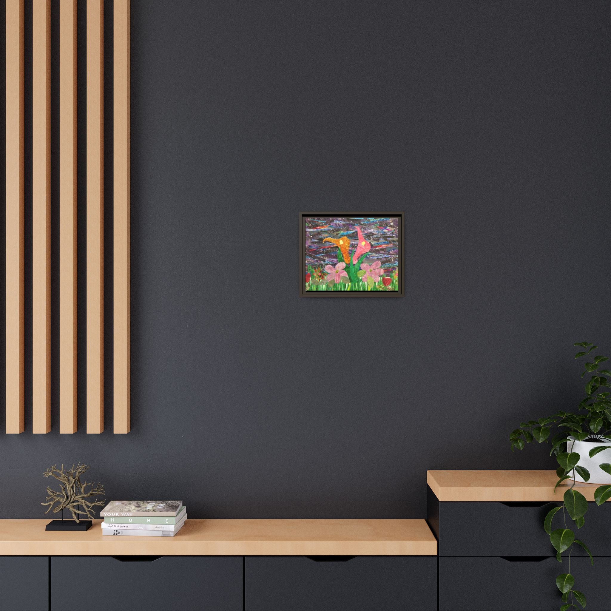 Collage floral enmarcado
