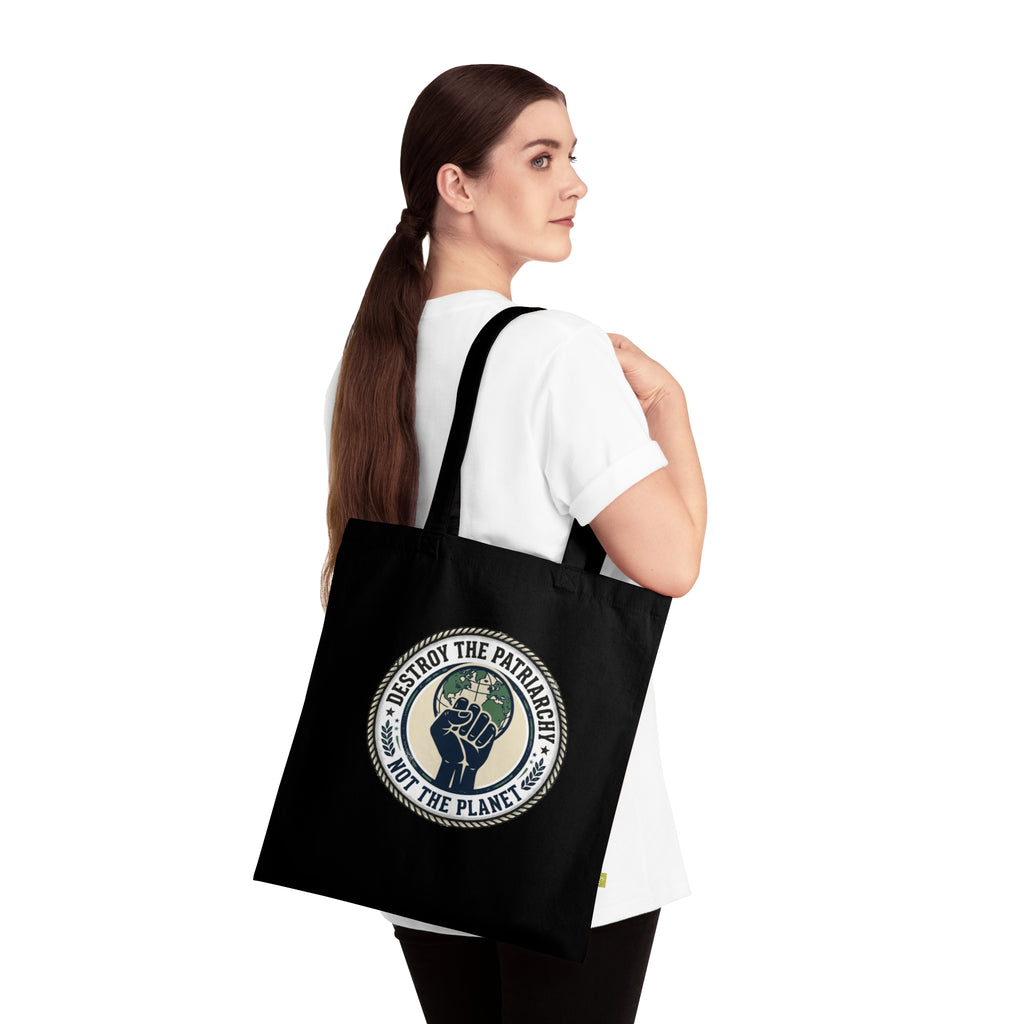 Bolsa de tela Destruye el Patriarcado No el Planeta | Diseño de Puño Feminista Ecológico