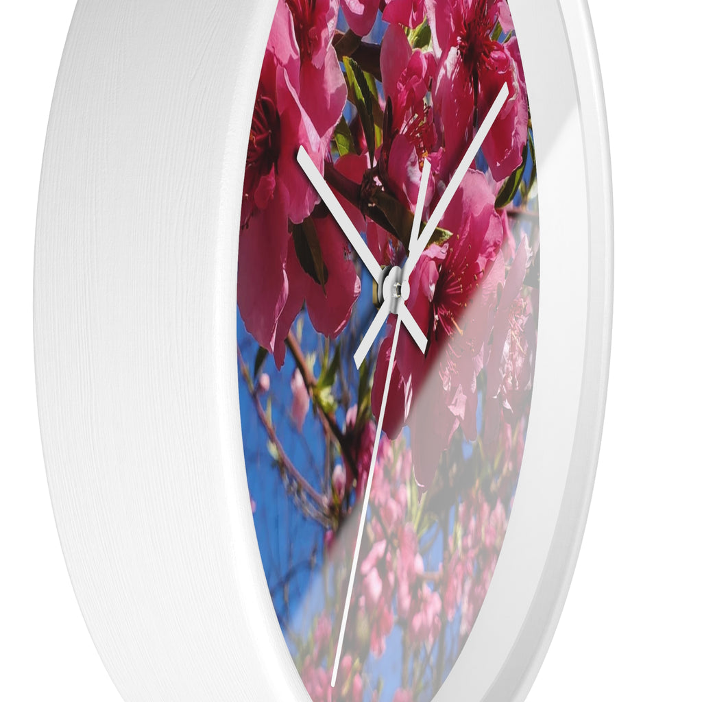 Pink Blossom Wall Clock — Floral Peach Blossom Decorative Clock