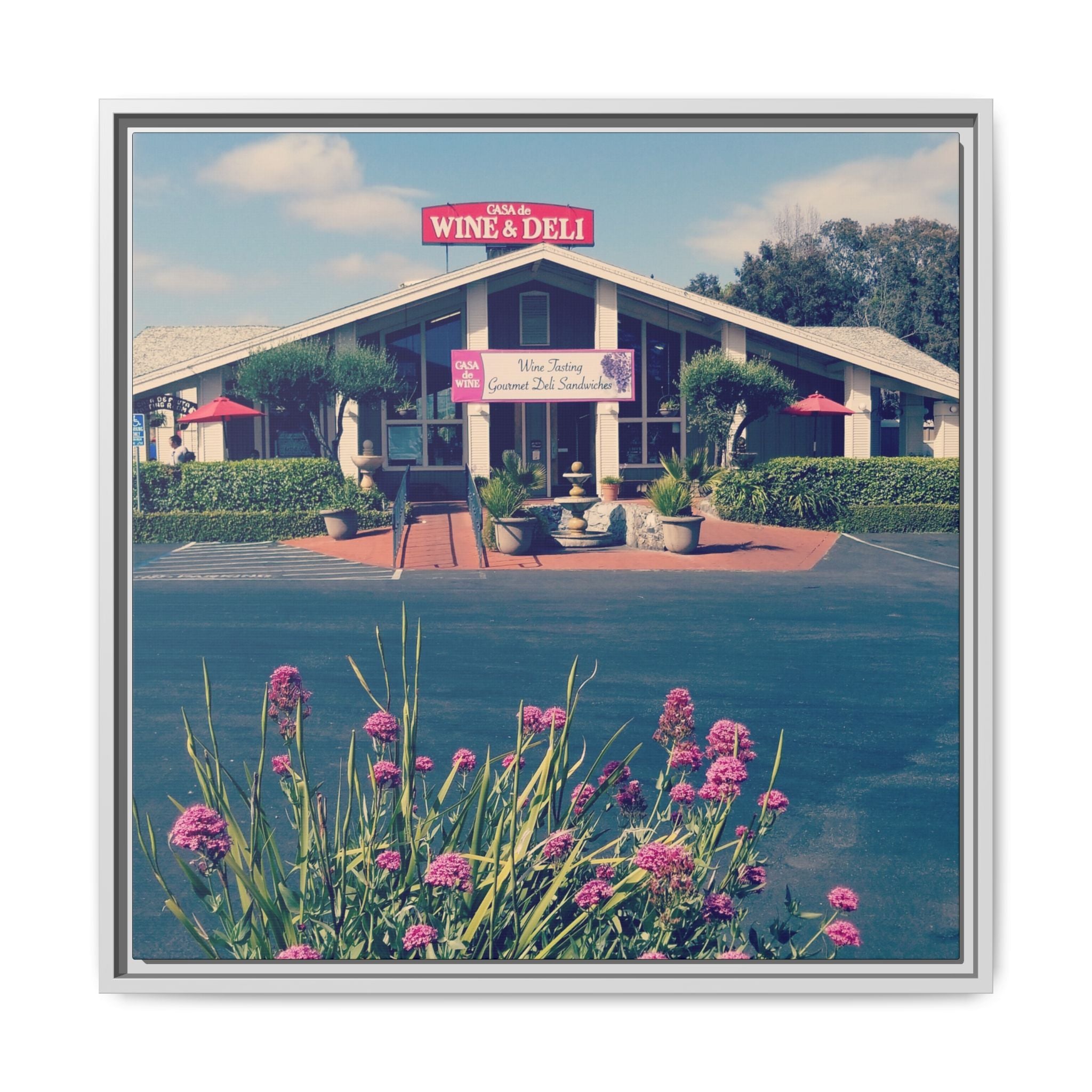 Vintage Oceanside Pavilion Framed Canvas Print