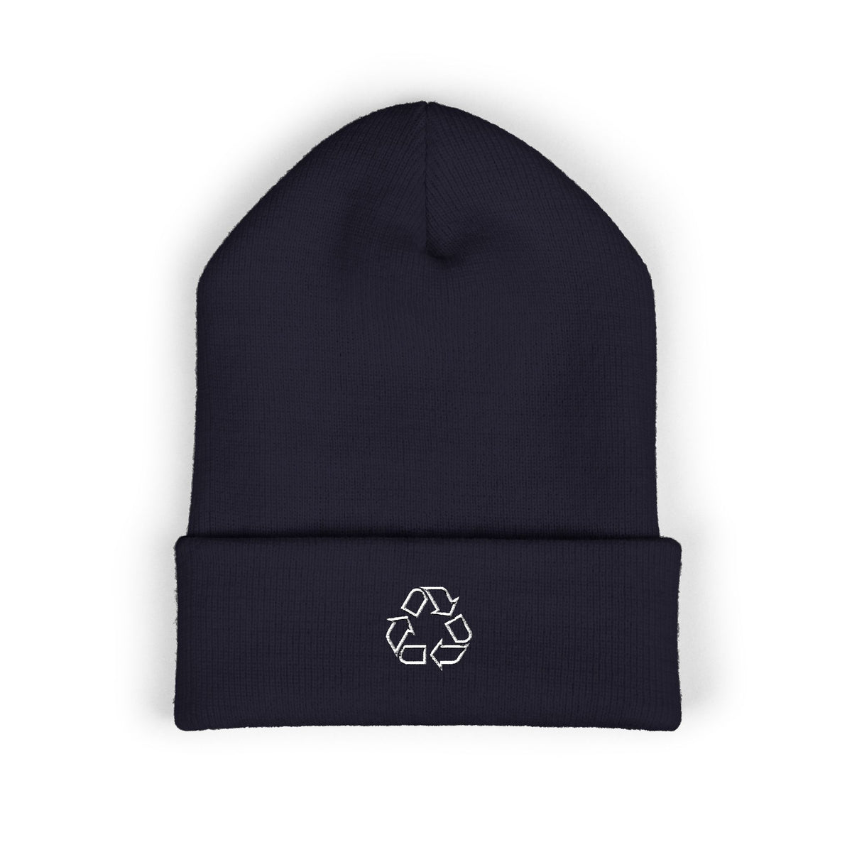 Embroidered Recycle Symbol Cuffed Beanie (Dark Colors)