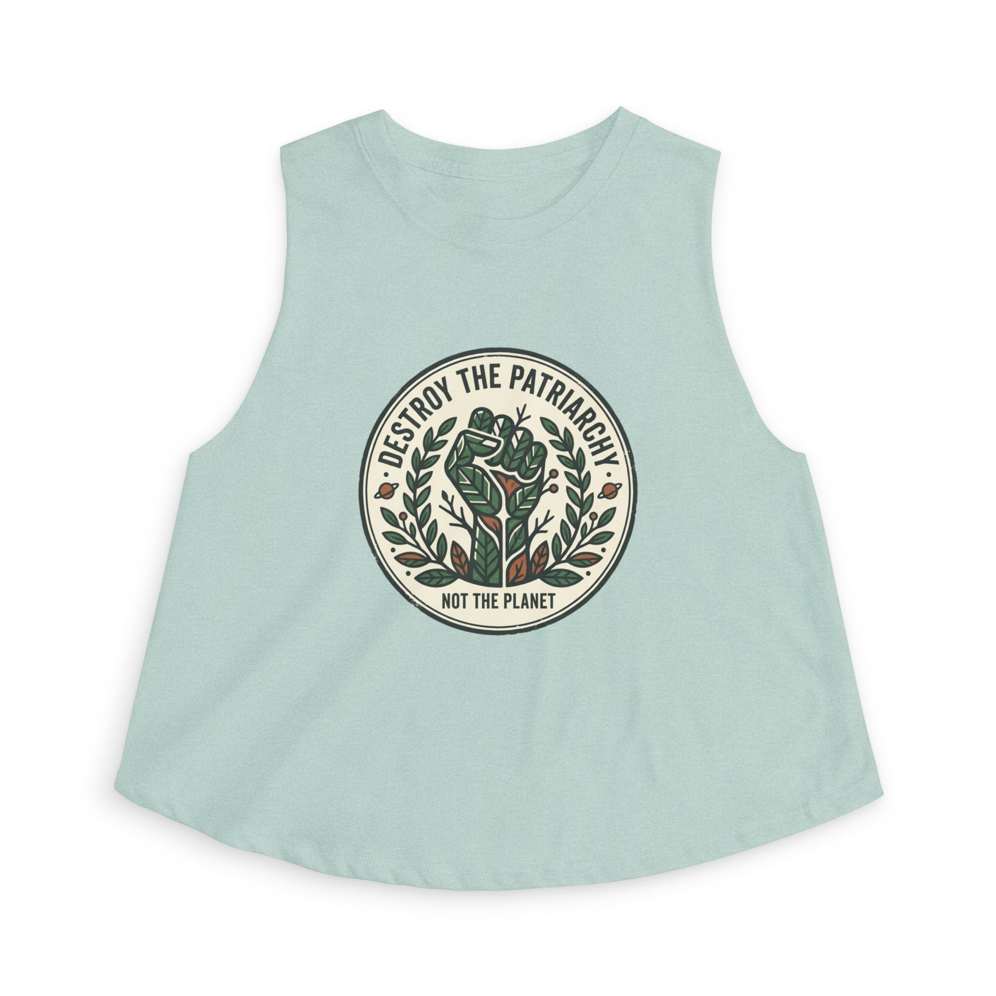 Crop Top - "Destroy the Patriarchy, Not the Planet" Eco-Feminist Graphic Tank