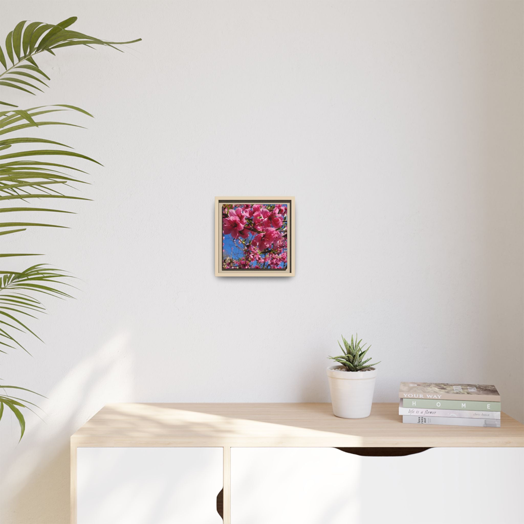 Pink Peach Blossom Framed Canvas Print