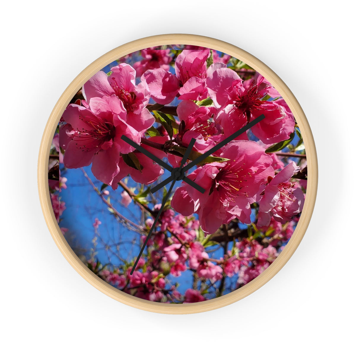 Pink Blossom Wall Clock — Floral Peach Blossom Decorative Clock