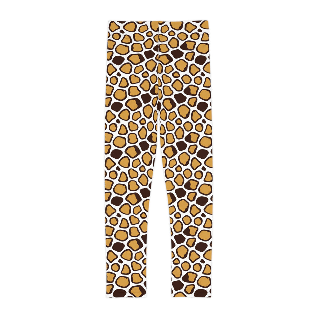 Giraffe Print Kids Leggings — Brown & Gold Animal Pattern