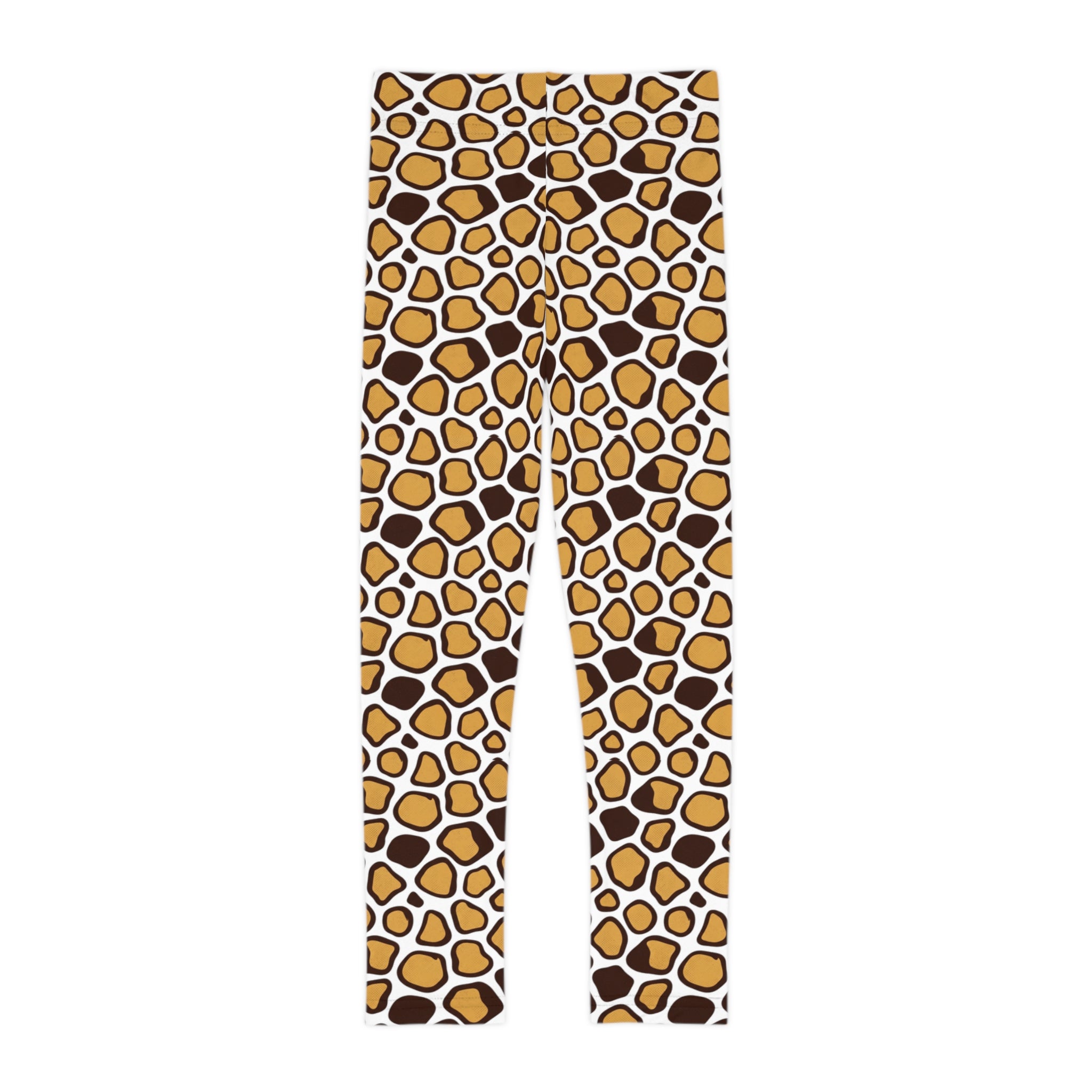 Giraffe Print Kids Leggings — Brown & Gold Animal Pattern