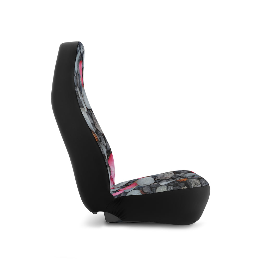 Fundas para asientos de coche Pétalos rosas sobre guijarros | Estampado floral de piedras