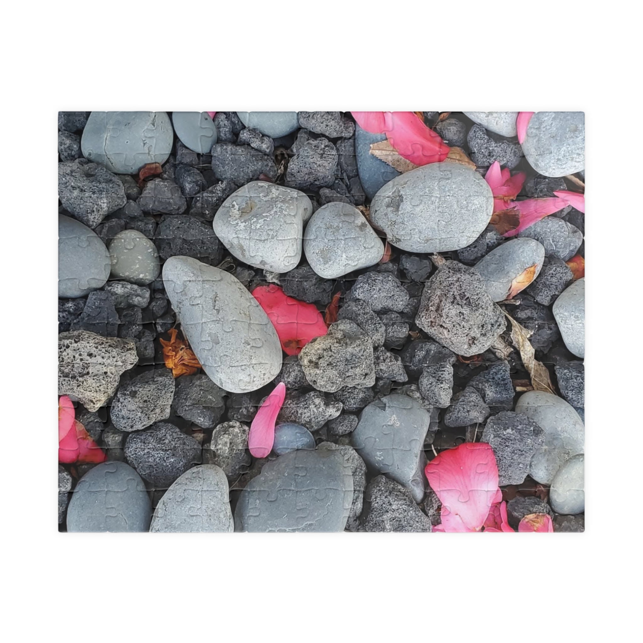 Pink Petals on River Rocks Puzzle