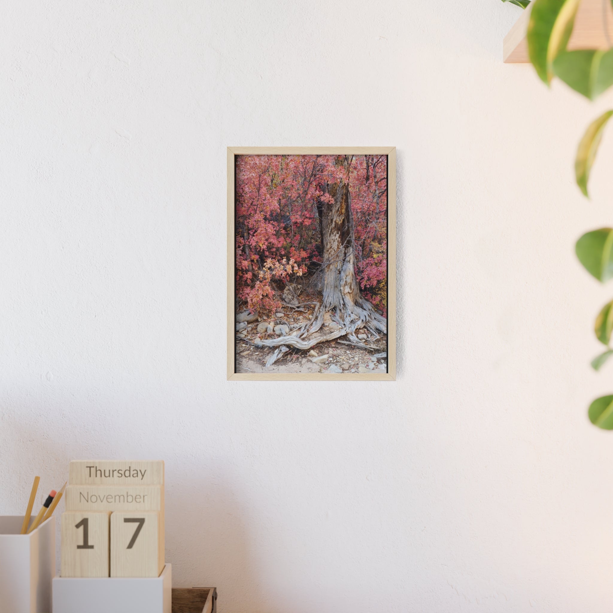 Autumn Tree Roots Poster with Wooden Frame | Fall Forest Wall Art