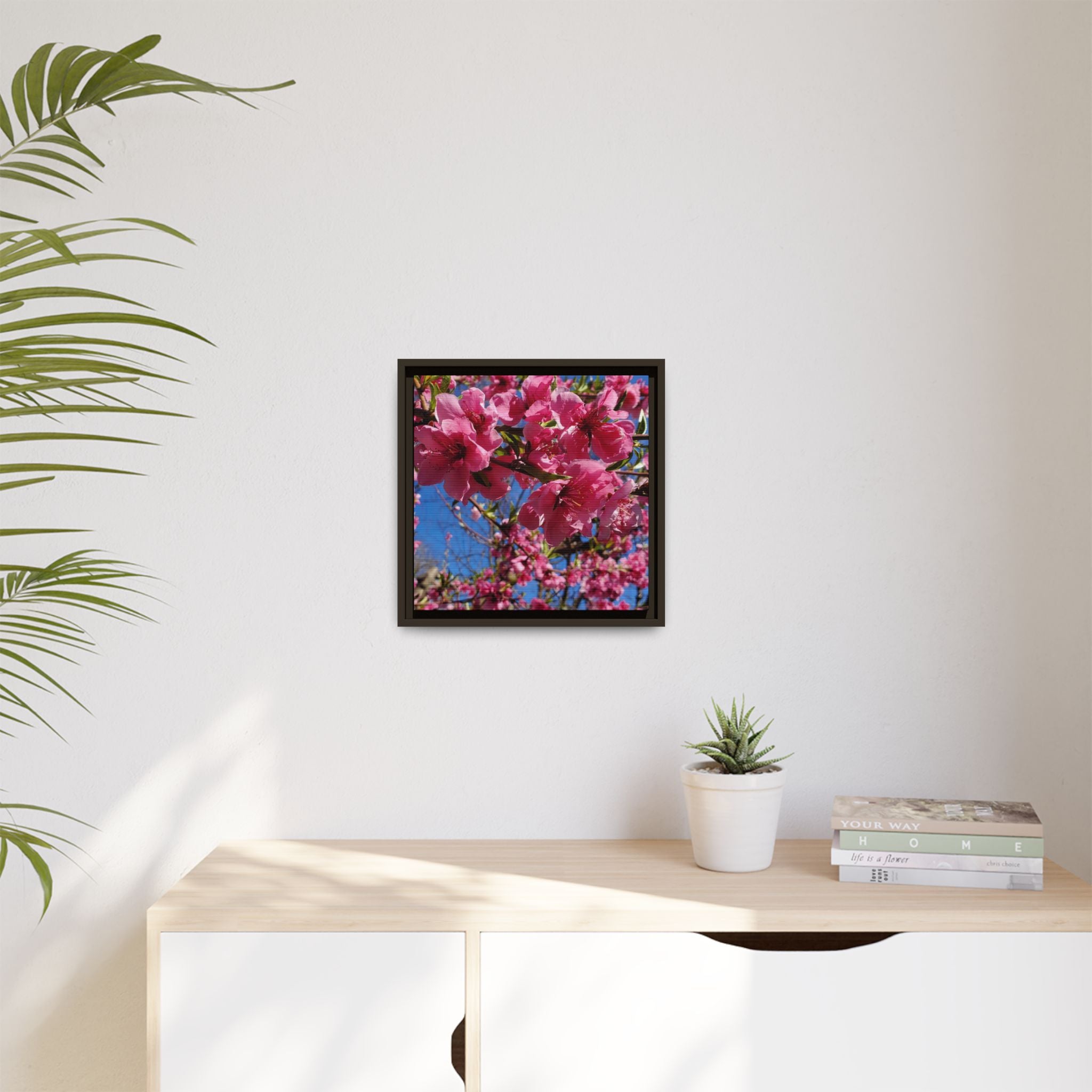 Pink Peach Blossom Framed Canvas Print