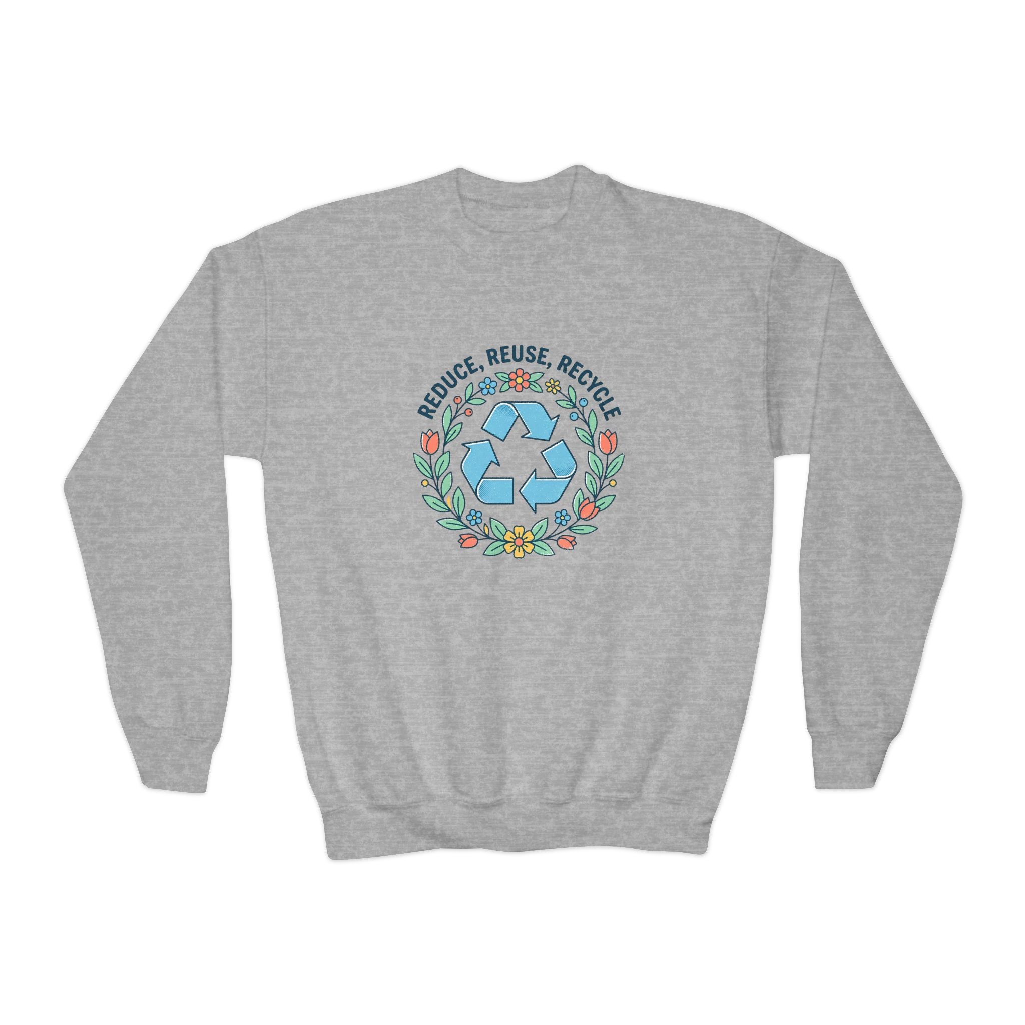 Reduce Reuse Recycle Floral Youth Crewneck Sweatshirt